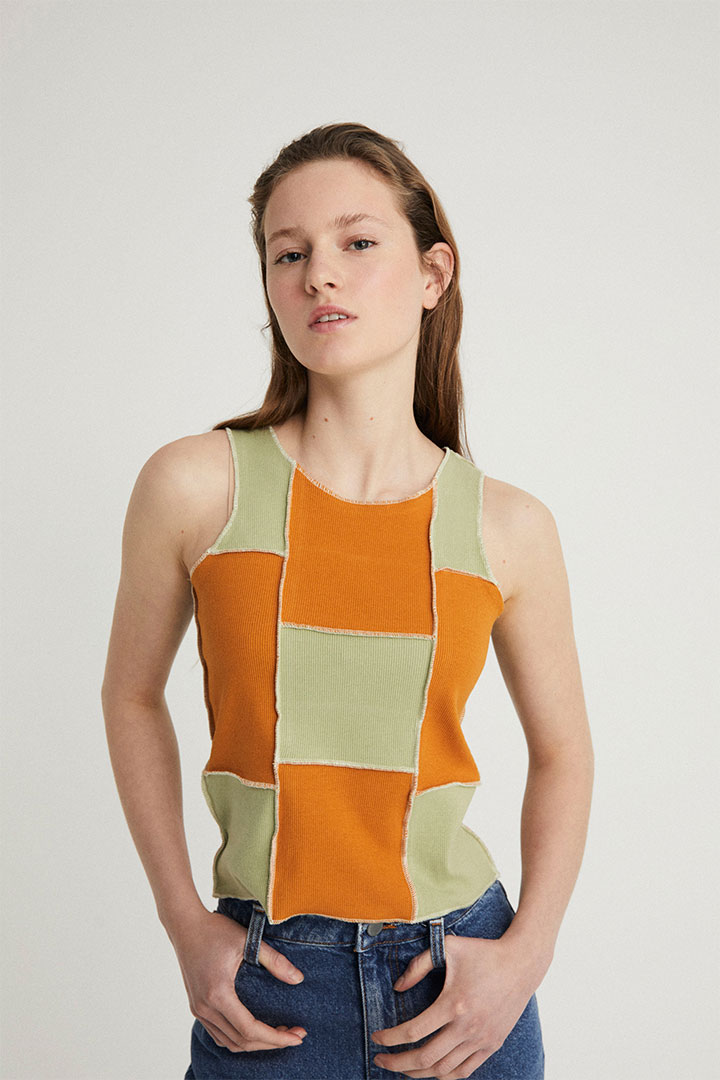 top upcycled naranja sostenible