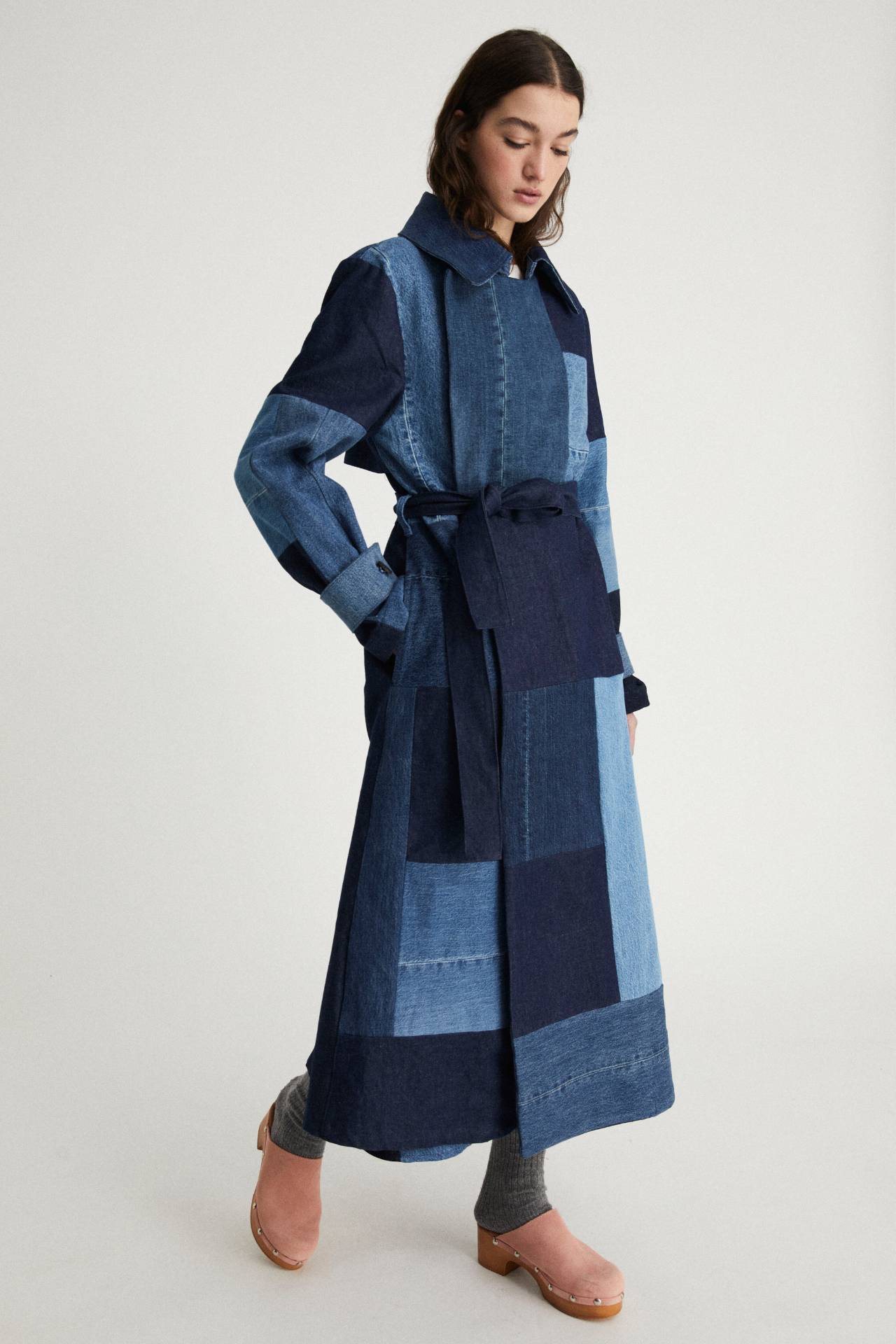 Long sustainable trench coat